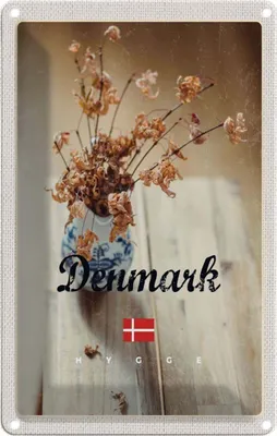 Produktbild von vianmo Blechschild 18x12 cm Dänemark verwelkte Blumen in Vase Bildmotiv Reisemotiv Abenteuer Reisen Urlaub