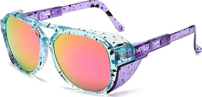 Immagine prodotto di VeyRey Occhiali da sole polarizzati Steampunk Leggenda Occhiali rosa