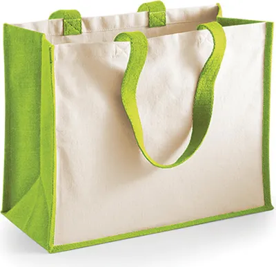 Image de Westford Mill W422 | Printers' Jute Classic Shopper - 42 x 33 x 19 cm - Couleur : Apple Green - Taille : One Size