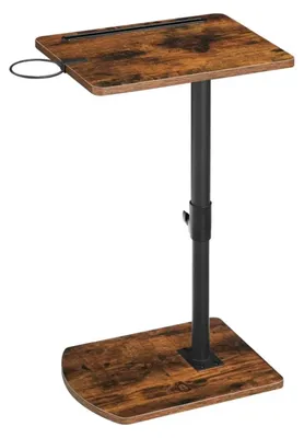 Immagine prodotto di Tavolino a forma di C - Scrivania regolabile in altezza per laptop - Rotazione a 360° - Scrivania da scrivania - Altezza regolabile da 45,5 a 78 cm - Struttura in metallo - Colore marrone