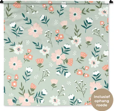 Produktbild von MuchoWow® Wandteppich Wandbehang Blumen - Farben - Pastell 150x150 cm Tapisserie Dekoration Wandtuch - Wohnaccessoires - Modernes