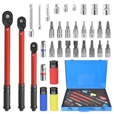 Immagine prodotto di Set di chiavi a bussola, 33 pezzi, 1/4", 3/8", 1/2", in acciaio Cr-V, per un serraggio preciso