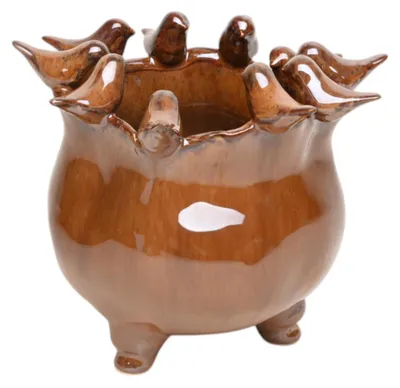 Zdjęcie produktu dla Doniczka Fedde, ceramiczna, brązowa, 18,8 x 17,8 x 16 cm