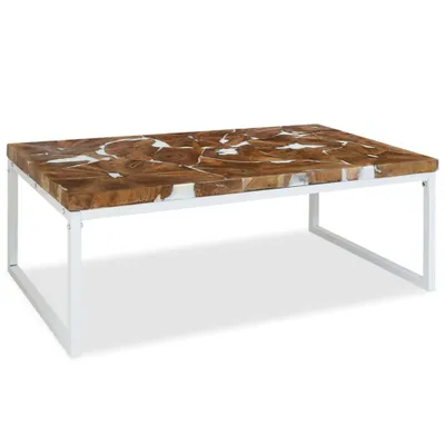 Obrázok produktu pre Konferenčný stolík, teakové drevo a živica 110x60x40 cm