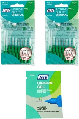 Produktbild von 2x8 TePe Original Interdentalbürsten - 0,8mm  grün  + 2ml Gingivalgel