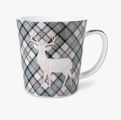 Produktbild von Kaffeebecher Hirsch, Karomuster, Kaffeetasse Tassen Teetassen Kaffeepott Henkelbecher Hirsche, Waldtier