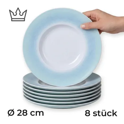 Immagine prodotto di Set da 8 piatti da portata in porcellana premium, Ø 28 cm – Un piacere raffinato con una sfumatura di colori in stile marittimo