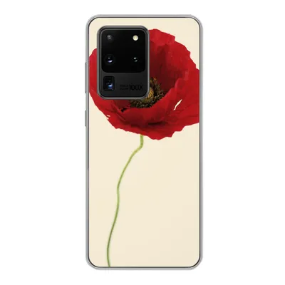 Produktbild von MuchoWow® Handyhülle Schutzhülle Hülle für Samsung Galaxy S20 Ultra Nahaufnahme einer roten Mohnblume Silikon Softcase Handy Hülle - Karteninhaber