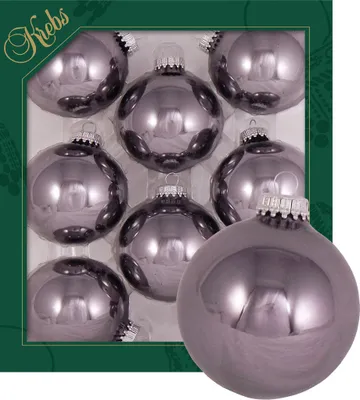 Produktbild von Krebs Glas Lauscha Kugeln im 8er Set - Grau glänzend - Christbaumschmuck aus Glas - Unifarbende Kugeln - Größe: 7cm - 60005