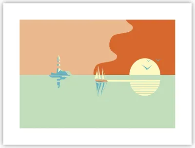 Produktbild von Poster - Poster ohne Rahmen - Sonne Segelschiff Laterne - 40x30 cm - Wand Bild - Wanddeko - Wandbilder - Kunstposter - Wandposter - Bilder - Kunstdruck - Wanddekoration - Wandbild - P2XAA40x30-4888