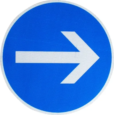 Produktbild von ORIGINAL RA2 Verkehrszeichen 211 Vorgeschriebene Fahrtrichtung hier rechts 600 mmØ Verkehrsschild Baustellenschild Straßenzeichen StVO RAL RSA-21 Schild