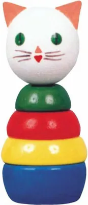 Produktbild von Miva Holz Stapelring Katze - buntes Spielzeug für Kinder