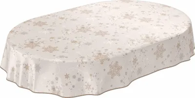 Produktbild von Tischdecke Wachstuch Weihnachten Beige Robust Wasserabweisend Oval Breite 140 cm Länge 200 cm