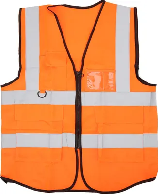 Produktbild von Reflektierende Sicherheitsweste mit mehreren Taschen, wasserdicht, gut sichtbarer Reißverschluss vorne für Guardian Orange
