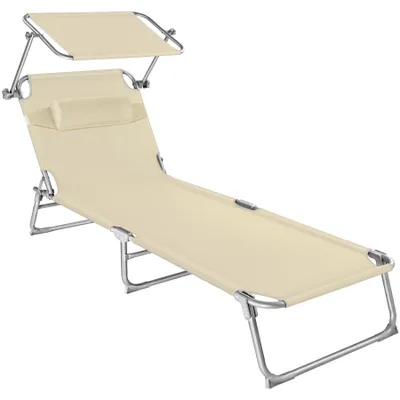 Produktbild von tectake® Sonnenliege Chloé 4-stufig mit Kopfpolster, verstellbar, mit Sonnendach