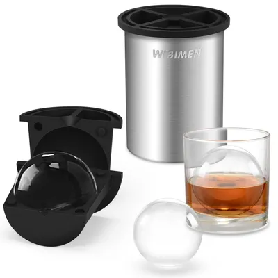 Immagine prodotto di Preparatore di cubetti di ghiaccio trasparente, diametro 6,4 cm, per creare palline di ghiaccio, in acciaio inossidabile, senza BPA, con silicone, confezione singola