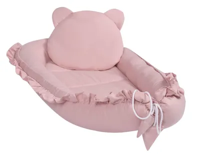 Produktbild von Premium Leinen Babynestchen mit Kissen | 100% Natur-Leinen Kokon für Babys | Atmungsaktives Neugeborenen Kuschelbett Boho | Farbe: Rosa