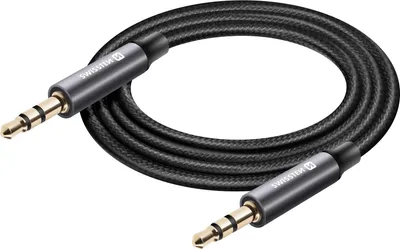 Produktbild von Swissten, Aux-Kabel 3,5 mm zu 3,5 mm Swissten Nylon 1,5 m Schwarz, Schwarz