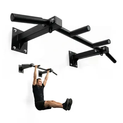 Imagen del producto de Mobiclinic: Barra para dominadas de montaje en pared, kit de anclaje, 95x55.5 cm, acero, capacidad máxima de 250 kg, para ejercicios de fuerza, con agarres de espuma, modelo K3