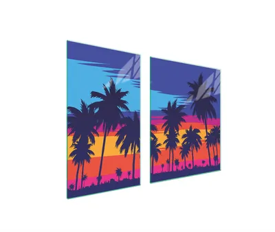 Produktbild von Glasplatte und Schneidebrett 100x52 Palmen