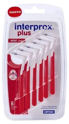 Image de Interprox plus brossettes interdentaires rouge mini conical PHD 1,2 pack de 6
