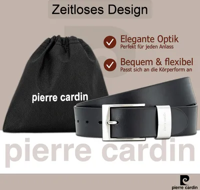 Produktbild von Pierre Cardin Leder-Gürtel Herren 40 mm breit, Gürtel Herren Vollledergürtel schwarz / braun, Größe / Size:105, Farbe / Color:schwarz