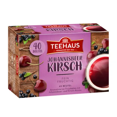 Immagine prodotto di Teehaus Tè al ribes e alla ciliegia fine e fruttato 90g
