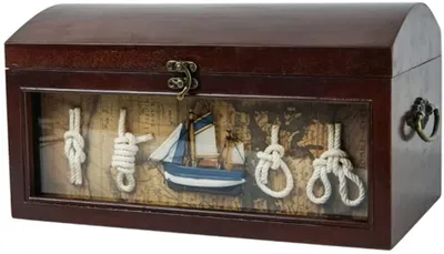 Produktbild von Schatzkiste bemalt mit Knotentafel hinter Glas