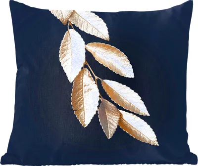 Produktbild von MuchoWow® Zierkissen Sofakissen Wohnzimmer Dekokissen 45x45 cm Blätter - Schwarz - Gold - Luxus - Pflanzen - Schlafpolster - Polster für das Sofa