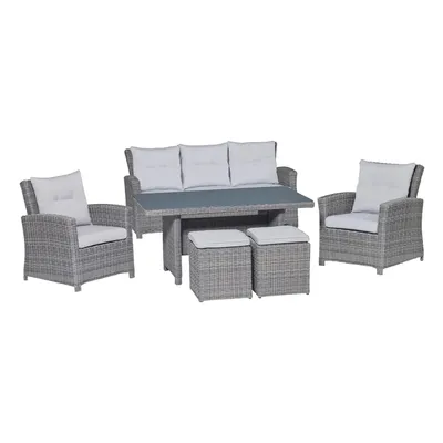 Produktbild von Lounge-Set Sitzlounge mit Esstisch Vermont 6-teilig aus Polyrattan Wave Cliff