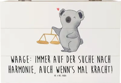 Produktbild von Mr. & Mrs. Panda Kiste Waagen Harmonie 22 x 15 cm - Weiß - Geschenk, Ausgeglichenheit, Truhe, Geschenke Astrologie, Sternzeichen, Harmonie-Liebhaber, Tierkreiszeichen