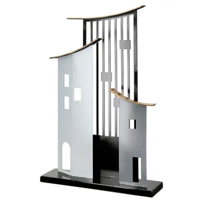Image de Gilde Standrelief, Haus, "Metropolitan", Metall, grau, schwarz, VE 1, L. 8 cm, B. 31 cm, H. 47.5 cm 84308 4063387843086