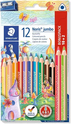 Immagine prodotto di Noris Jumbo 128: matite colorate triangolari, 12 colori