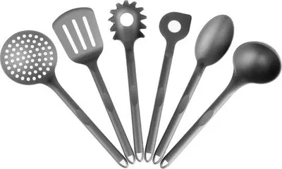 Produktbild von Famanu Küchenhelfer-Set 6-teilig - hitzebeständiges Kochgeschirr in Anthrazit