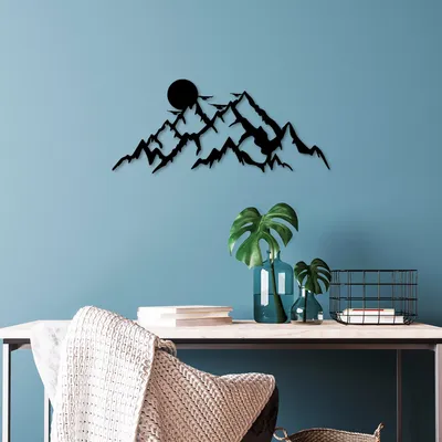Obrázok produktu pre Wallity, Full Mount And Mountain - 5, Dekoratívny držiak na palice z kovu, 100 % METALL, Schwarz, 59 x 25 cm