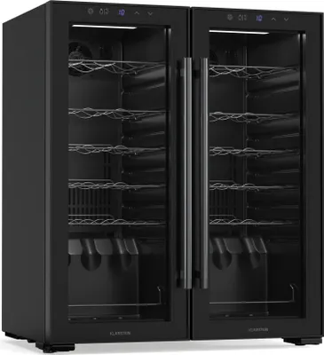 Produktbild von Klarstein Shiraz Weinkühlschrank 2 Zonen - 36 Flaschen, Freistehend, 5-18 °C, LED-Beleuchtung, Touch-Bedienung, Elegantes Design, Weinklimaschrank
