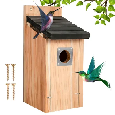 Produktbild von Nistkasten für Vögel wetterfest Holz mit Raubvogelschutz zum Aufhängen für Meisen Rotkehlchen