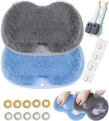 Immagine prodotto di Spazzola per piedi in silicone con anelli per agopuntura, massaggiatore per riflessologia plantare, 2 spazzole per la pulizia delle scarpe, supporti per i piedi per la cura dei piedi