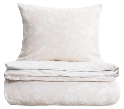 Produktbild von HOMLA JAKAD Baumwoll-Jacquard-Bettwäsche beige 160x200 + 2*50x60 cm