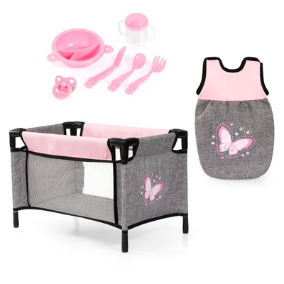 Produktbild von Bayer Design 61733AE Puppenbett Set mit Schlafsack, Puppenzubehör - für Mädchen und Jungen - ab 3 Jahren