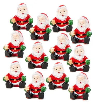 Produktbild von 12 Mini Weihnachtsmänner mit Stern Nikolaus Miniatur Weihnachten 3 cm