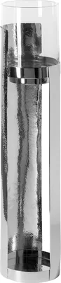 Produktbild von Fink MANIAC, Windlicht, Säule, Edelstahl , vernickelt, Glas, gehämmert, silberfarben, L. 17 cm, B. 17 cm, H. 87.5 cm, D. 17 cm 146326