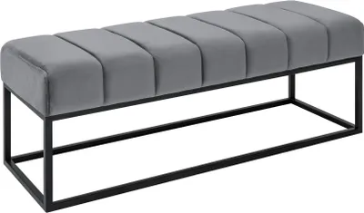 Obrázek produktu pro Elegantní lavice PETIT BEAUTÉ 108cm stříbrno-šedý samet černý rám Lavice do chodby Lavice