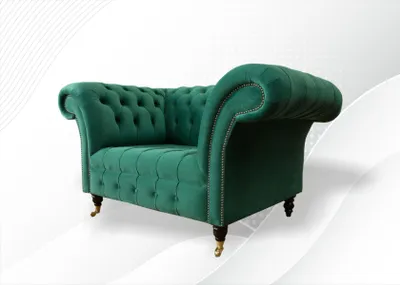 Zdjęcie produktu dla Chesterfield Sessel Textil Grün Design Polster Kreative Wohnzimmer Luxus
