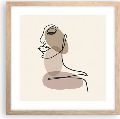Produktbild von Gerahmtes Poster - Rahmen in heller Eiche - Linie Kunst Boho - 40x40 cm - Wand Bild - Wanddeko - Wandbilder - Kunstposter - Wandposter - Bilderrahmen - Bilder - Kunstdruck - P2NAC40x40-4728