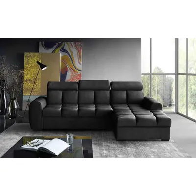 Produktbild von Gomez Polstersofa mit Schlaffunktion Bettkasten verstellbaren Kopfstützen Rundumbezug, Ecksofa Gomez L, Eckseite: Rechts, Stoff: Bluvel 19