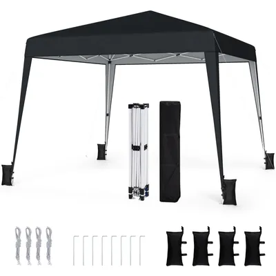 Obrázok produktu pre COSTWAY Skladací pavilón 3x3 m, pavilón s nastaviteľnou výškou, záhradný pavilón odolný proti vode, prenosný, záhradný stan na ochranu pred slnkom s taškou na prenášanie, čierny