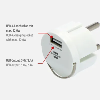 Produktbild von Brennenstuhl 1508110, USB, Weiß, IP44, 2,4 A, 5 V, 2,4 A