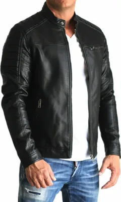Produktbild von Jack & Jones Herren Kunstlederjacke Bikerjacke figurbetont Slim-Fit schwarz, 218-Rocky-PU-Black-L