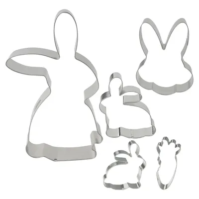 Produktbild von Dr. Oetker Hasenausstecher-Set, Serie Goldiges Ostern, Keks- und Plätzchenformen zum Backen, vielfältige Osterhasen, Ausstecher mit niedlichen Tiermotiven (Farbe: Silber), Menge: 1 x 4er Set